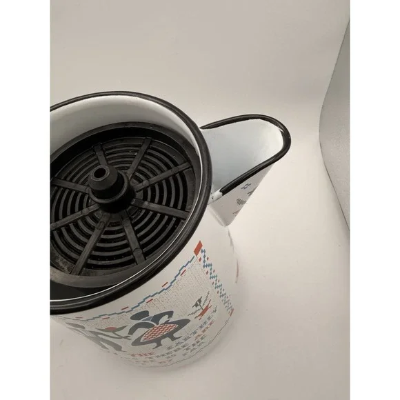 Vintage 9" Enamel Coffee Hot Water Pot, Berggren Hinged, Swedish D13 - Picture 8 of 12